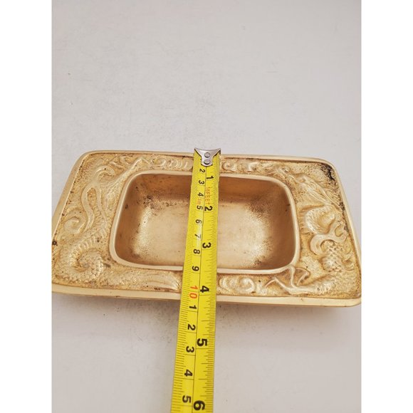 Tray / Plate / Dish / Ashtray || Vintage solid brass || Dragon picture - Picture 7 of 10